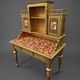 Antique Norwegian secretary desk | Restored gold & green fruit decoupage