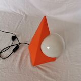 Ceramic pyramid lamp, opaline sphere, postmodern, 1970.
