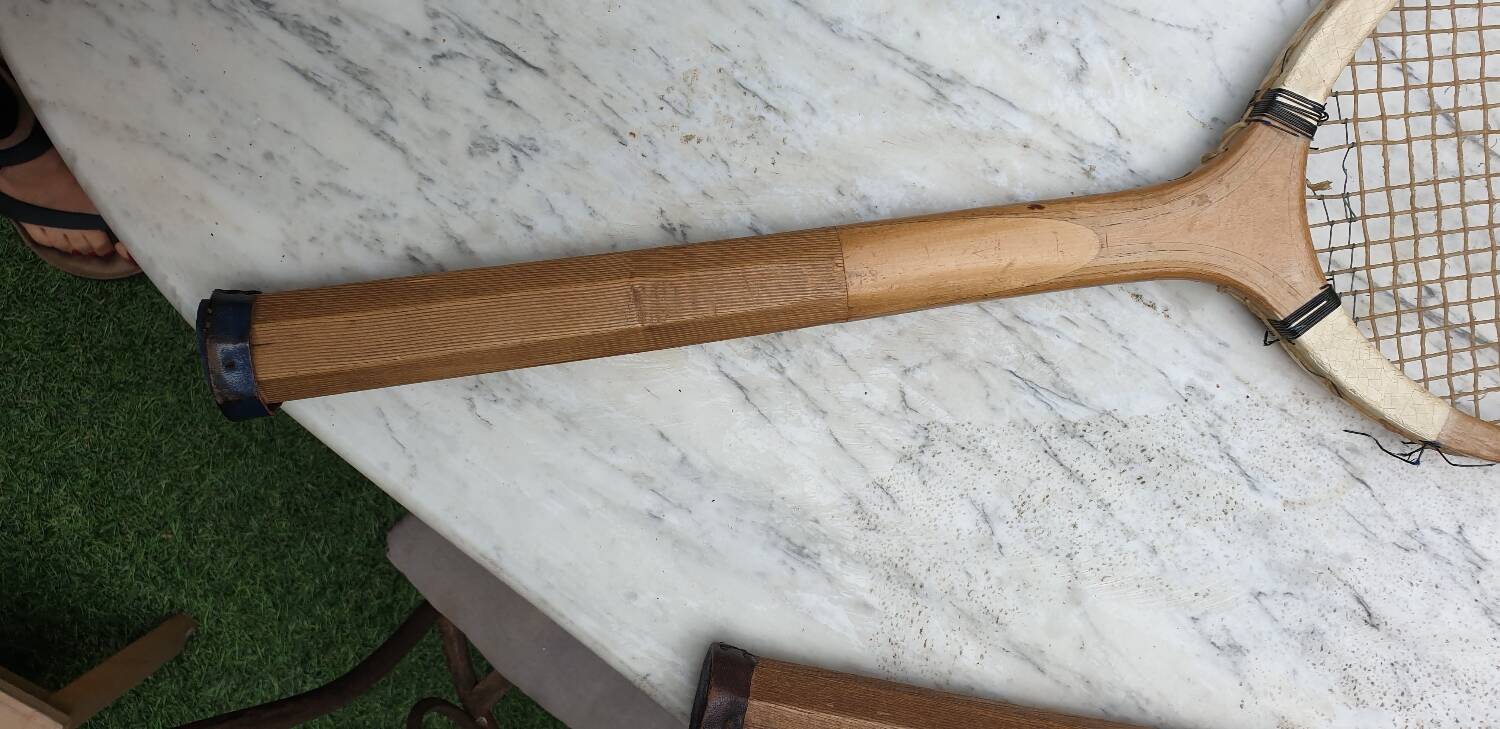 Pair of old tennis rackets circa 1930