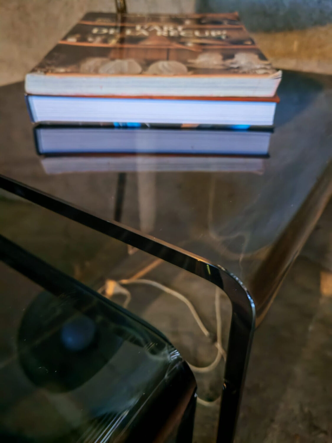 3 nesting coffee tables in smoked glass