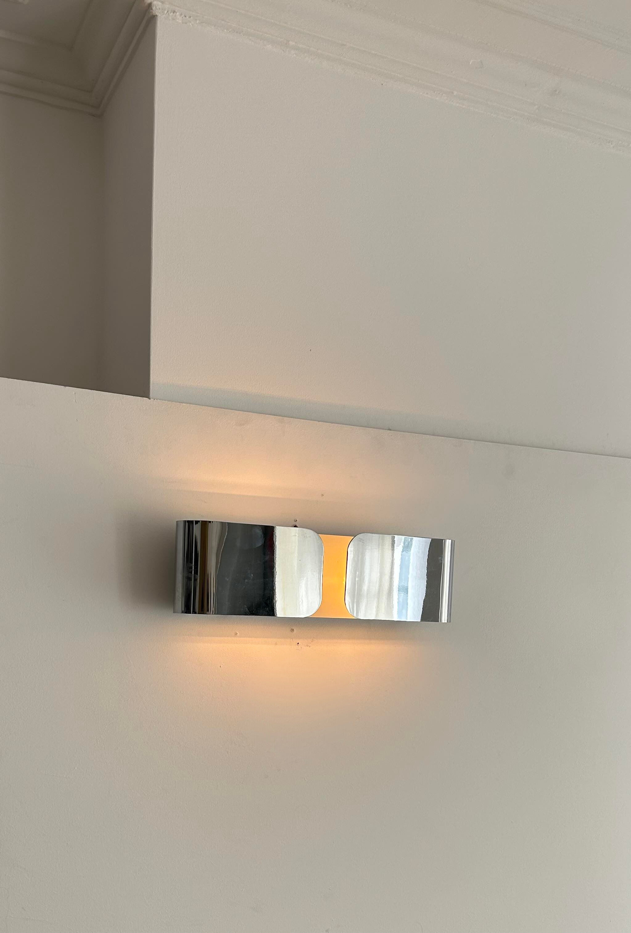 Vintage chromed metal wall lamp, France 1980