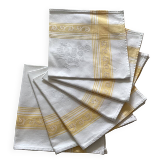 Lot de 6 serviettes de table coton damassé