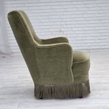 1970s, Danish highback armchair, green furniture velour.