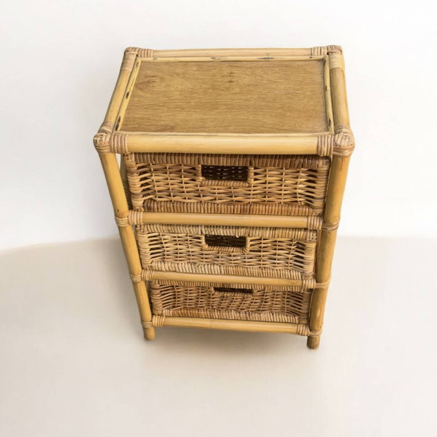 Vintage rattan and bamboo chest of drawers