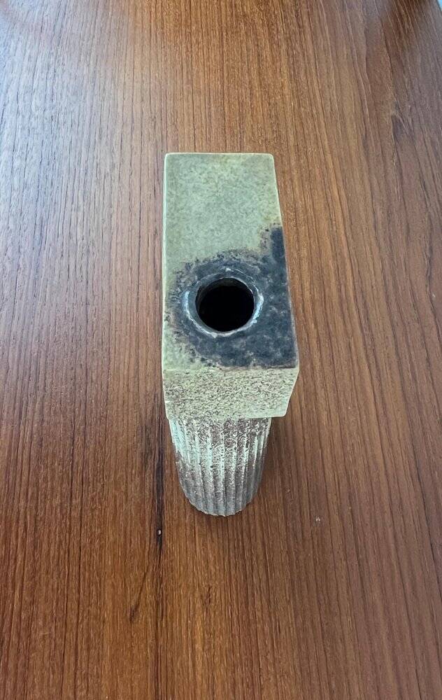 Klaus Lehmann, postmodern brutalist German pottery, sculpted column vase, 1981, ceramic