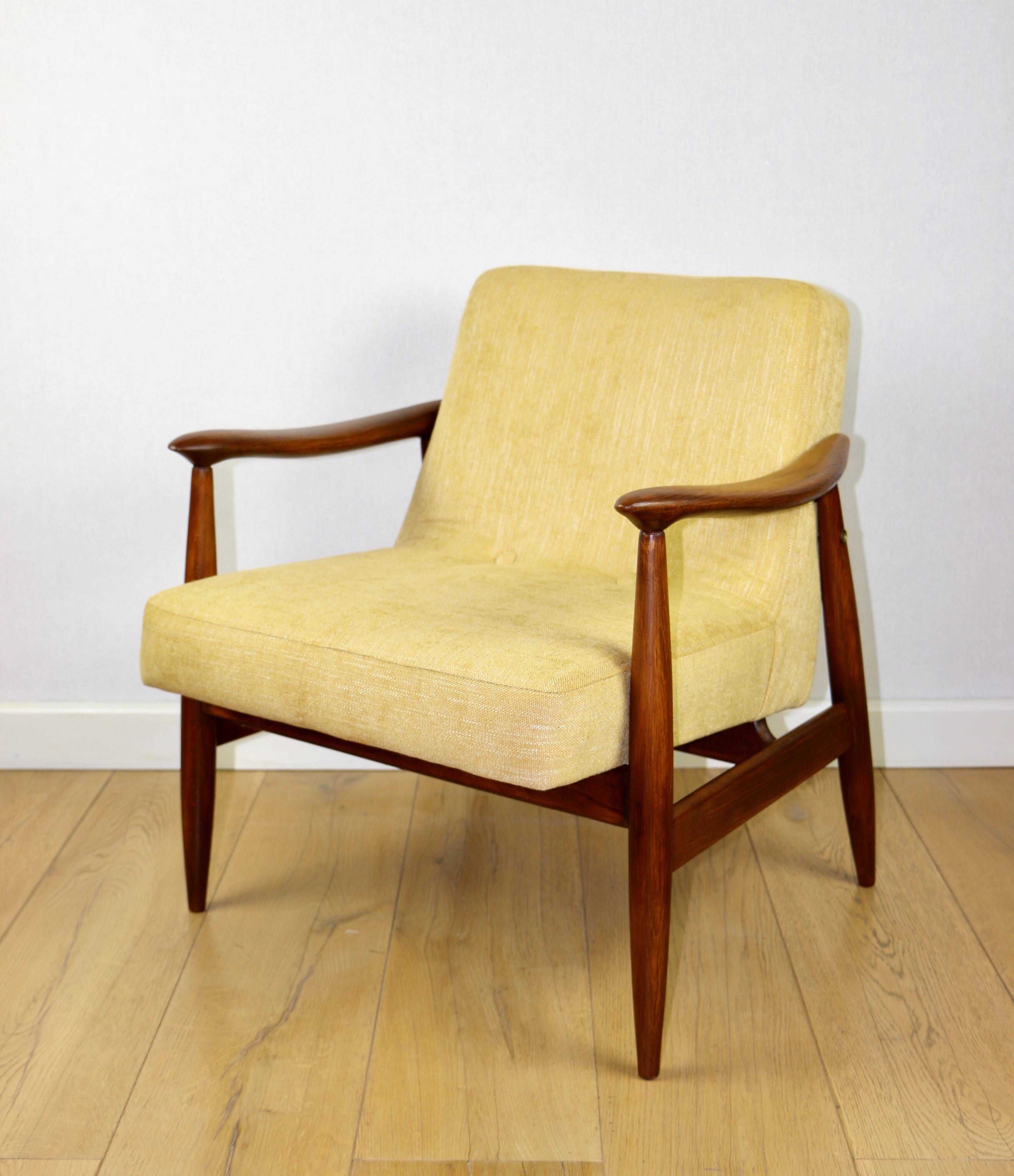 Light Yellow GFM63 Lounge Chair by J. Kedziorek, 1970s