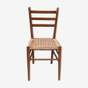 Chaise italienne en bois et corde