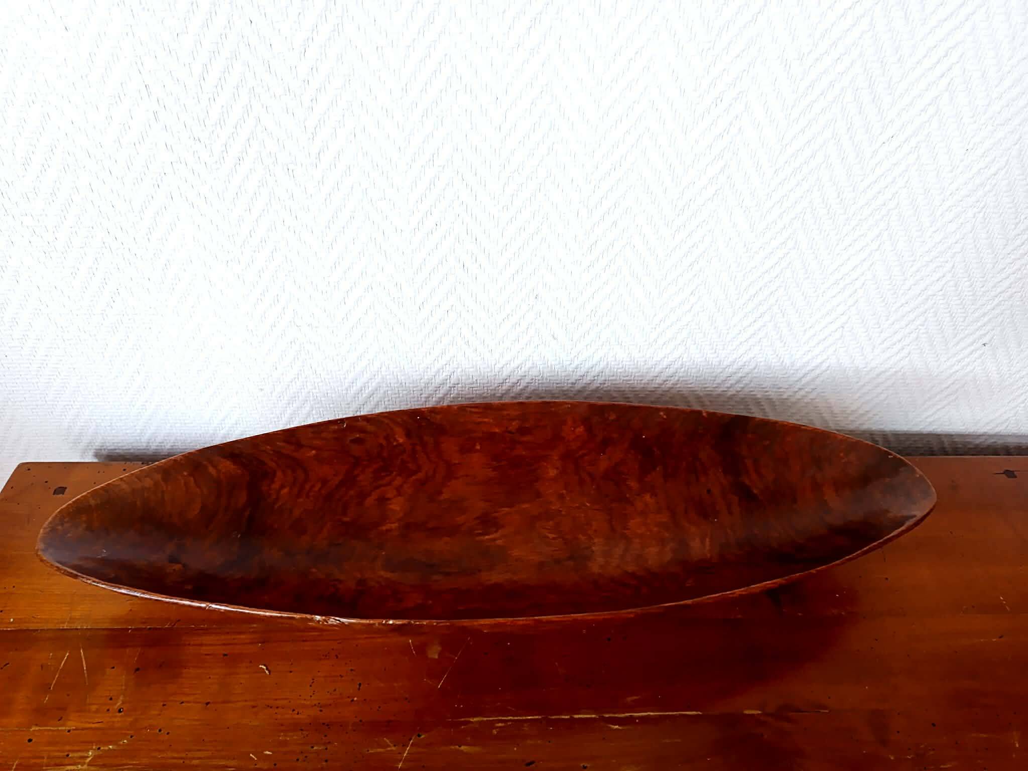 Oblong wooden brutalist bowl