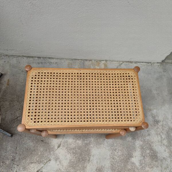 3 tables basse gigognes vintage en cannage et bois