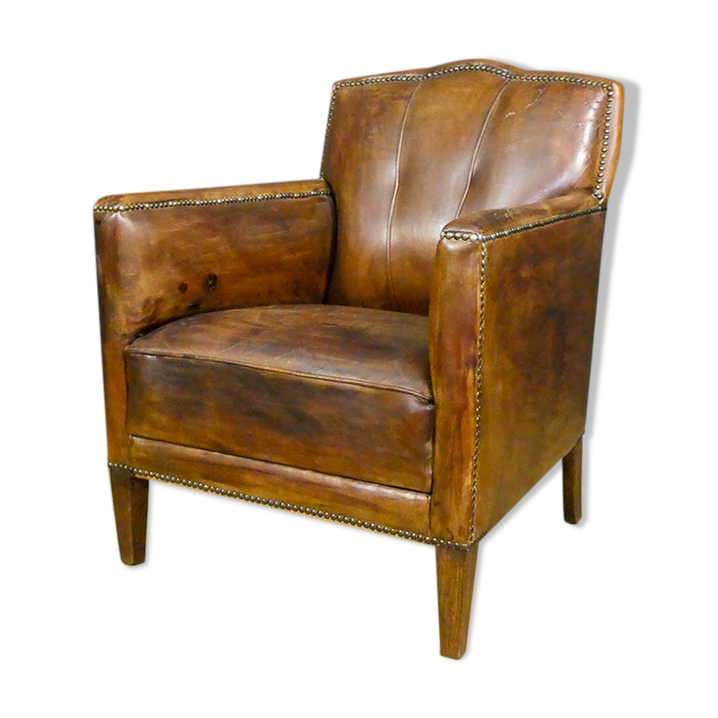 Vintage Art Deco Sheep Leather Armchair