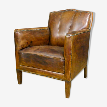 Vintage Art Deco Sheep Leather Armchair