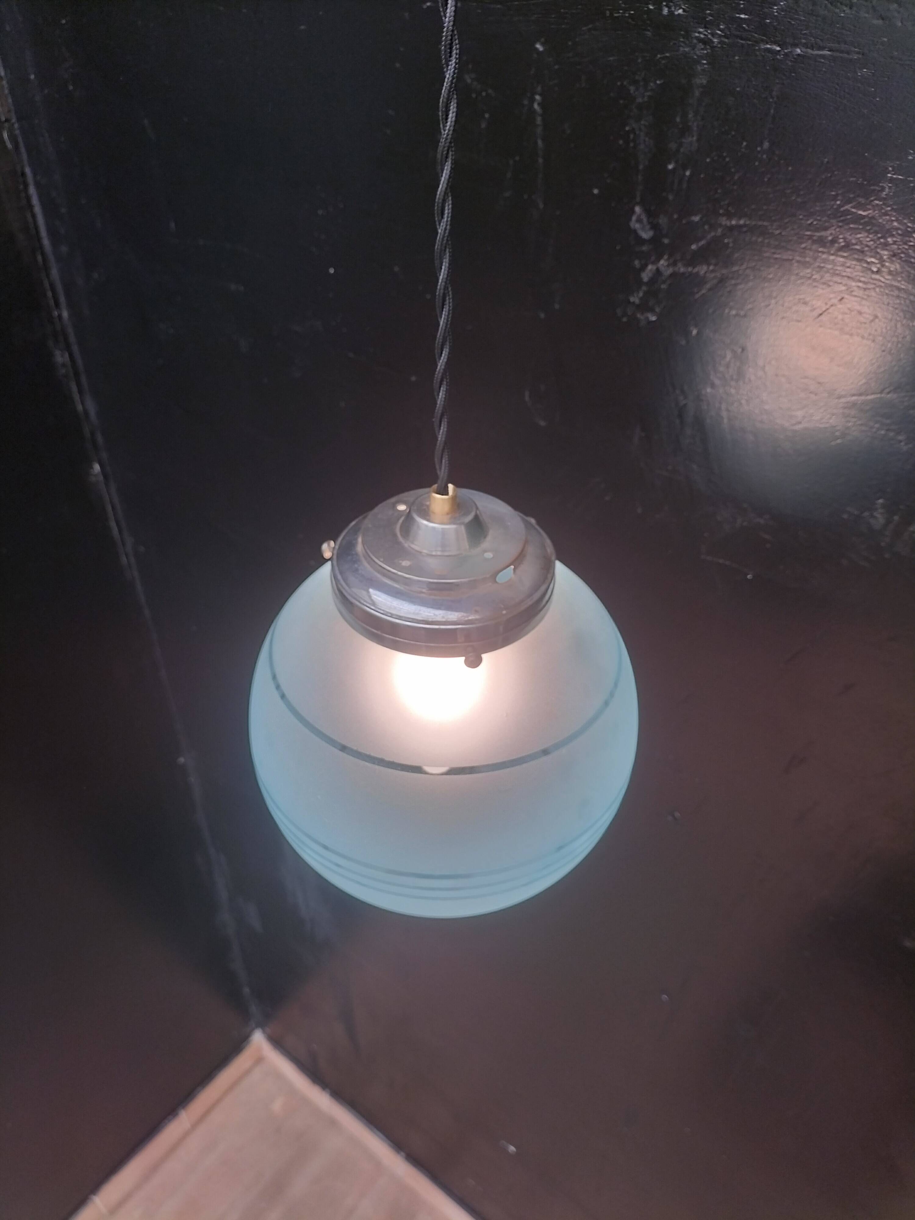Blue glass ball pendant light