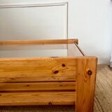 Vintage pine and glass coffee table