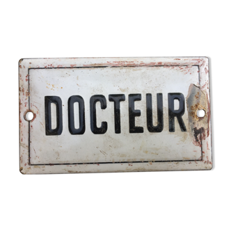 Old enameled plate doctor 6x10cm