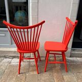 Pair of vintage red Scandinavian chairs from IKEA.
