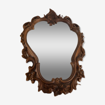 Carved wood mirror