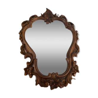 Carved wooden mirror