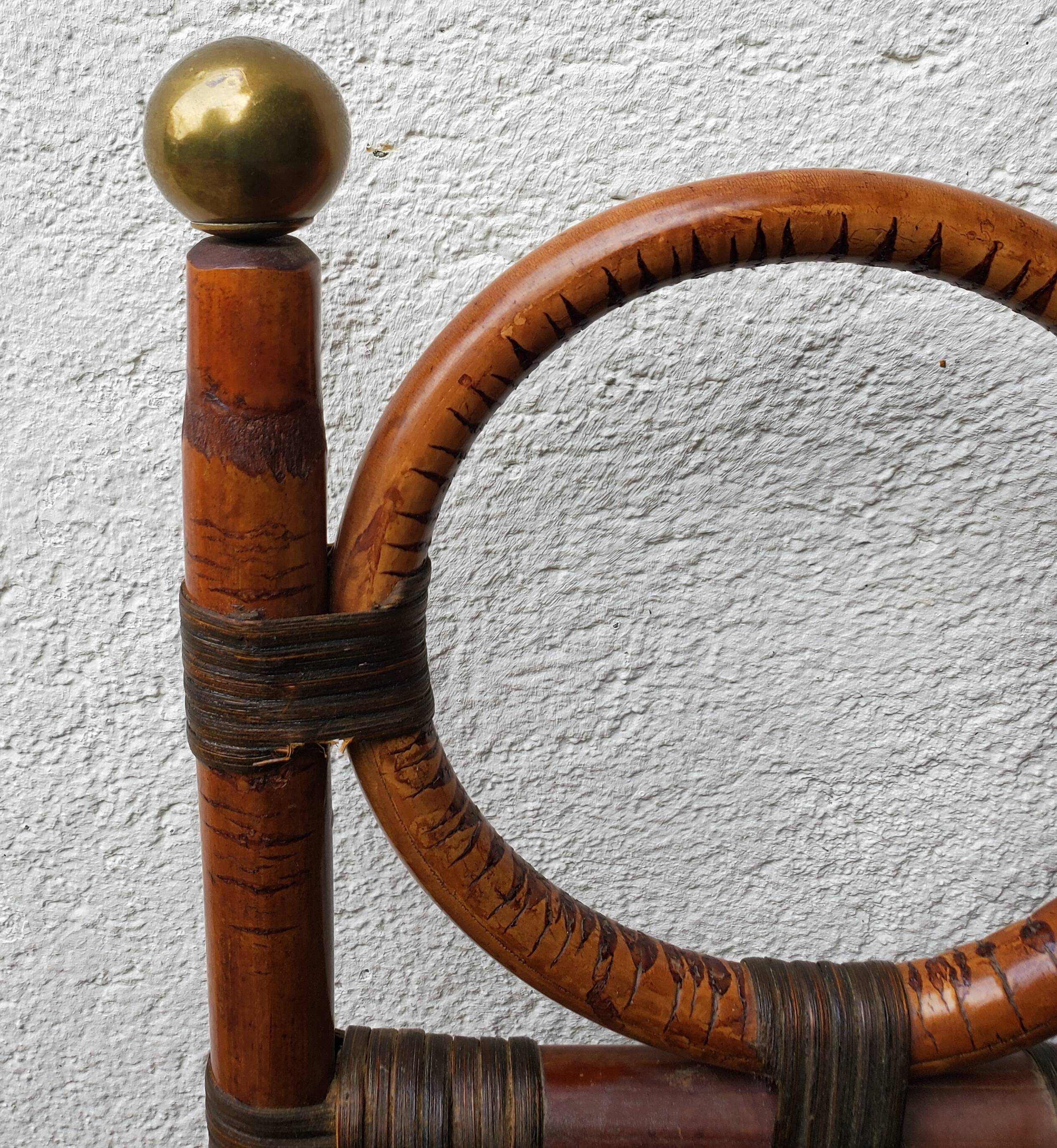 Rattan and brass headboard