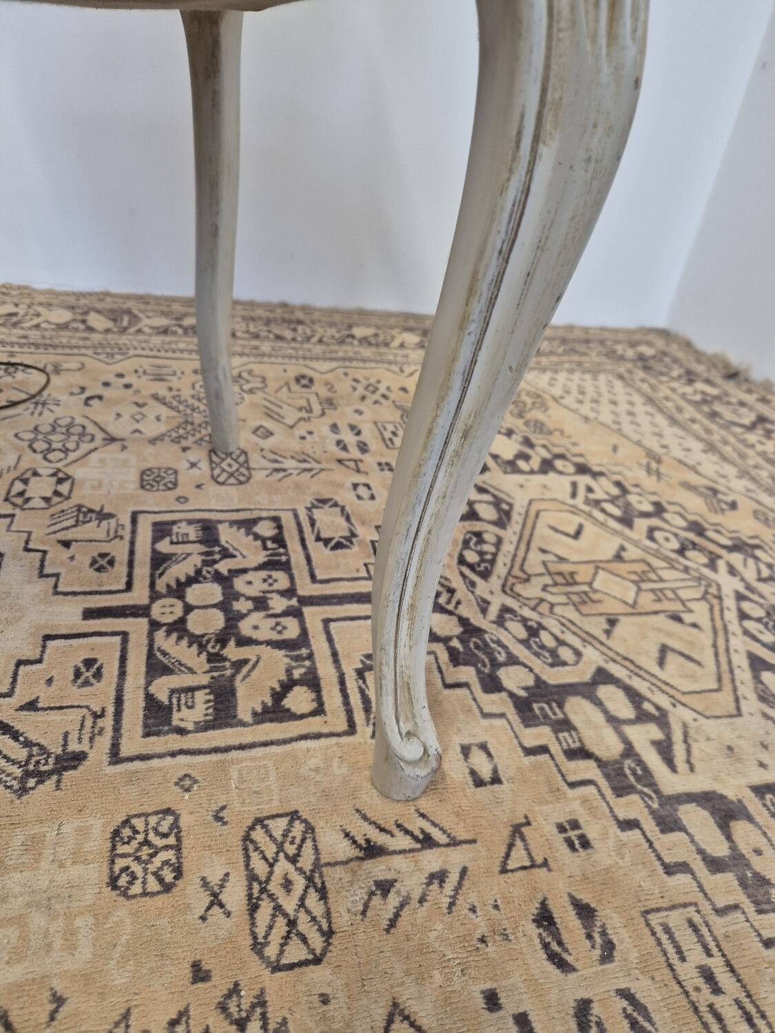 Louis XV style cabriolet armchair in patinated wood and velvet