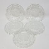 5 Small Transparent Frosted Glass Plates Vintage Floral Decor Kig Indo