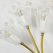 Pair of mid-century wall sconces in brass with flowers, Emil Stejnar, Rupert Nikoll, Austria, 1950s.