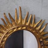 Mid-century italian wooden sun mirror, 1950s