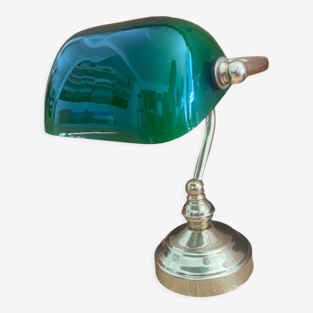 Banker's lamp notary brass and green opaline