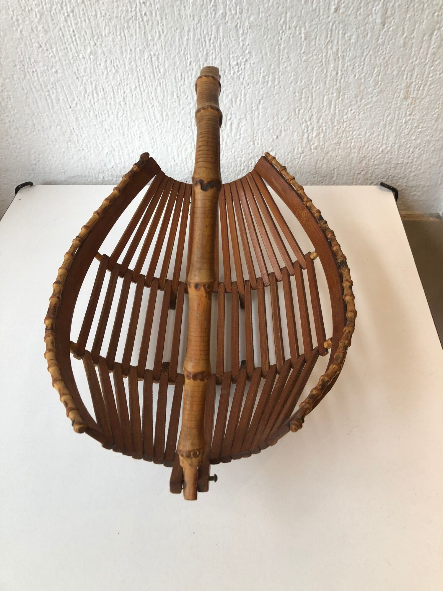 Trash has vintage fruit in wood and bamboo. Vintage design 1950 1960