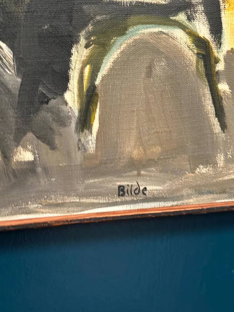 Original Danish Oil on Canvas“Figurative Composition” by Max Bilde