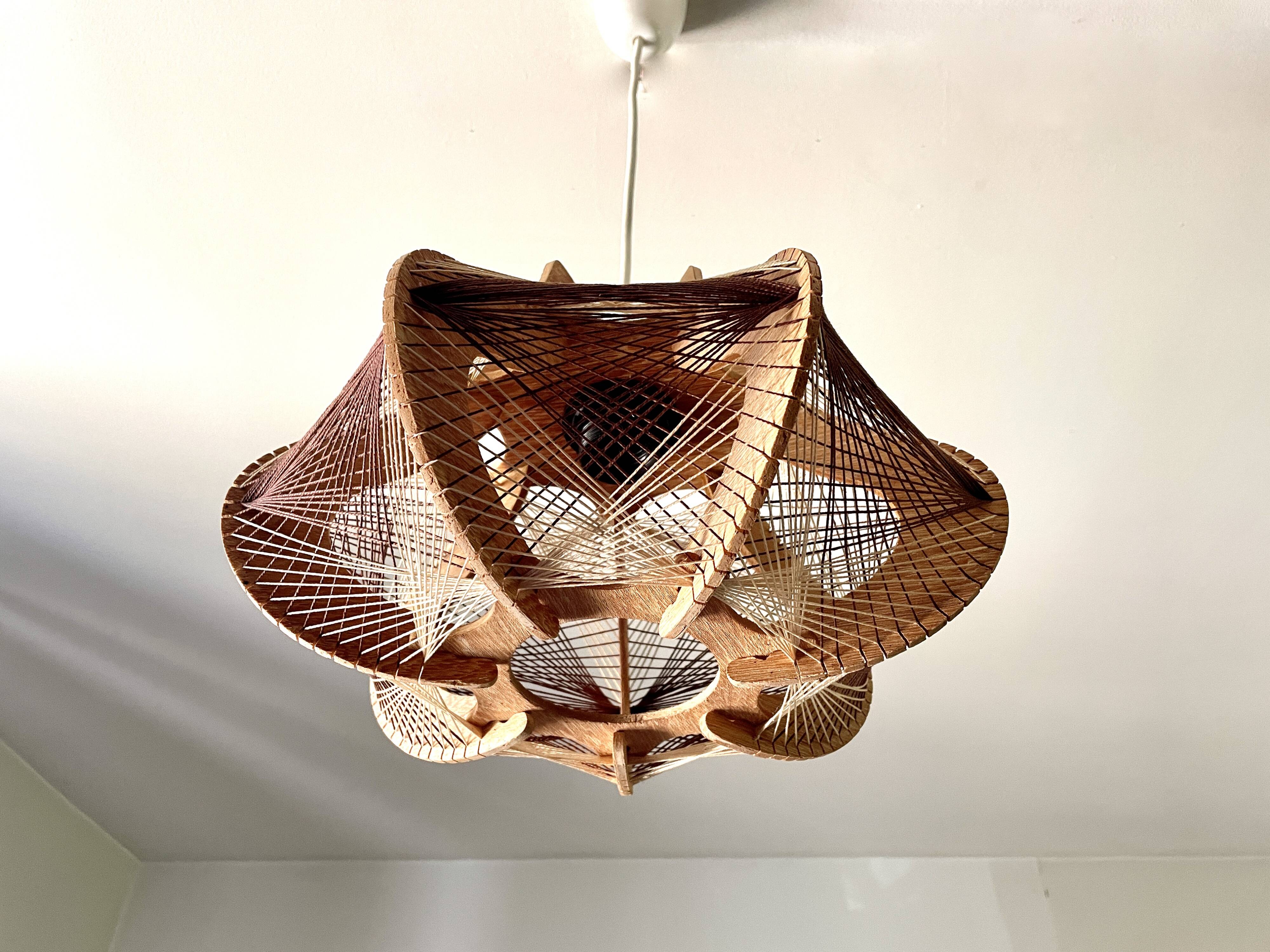 Scandinavian wooden suspension with stretched wires 1970