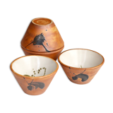 Set of 4 ceramic bowls of dove pottery
