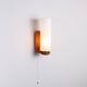 Cilindrical opal glass and bent wood wall lamp