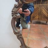 Miroir style Louis XV en chêne patiné doré 79×70cm