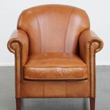 Cognac-Colored Armchair Made of Cowhide Leather