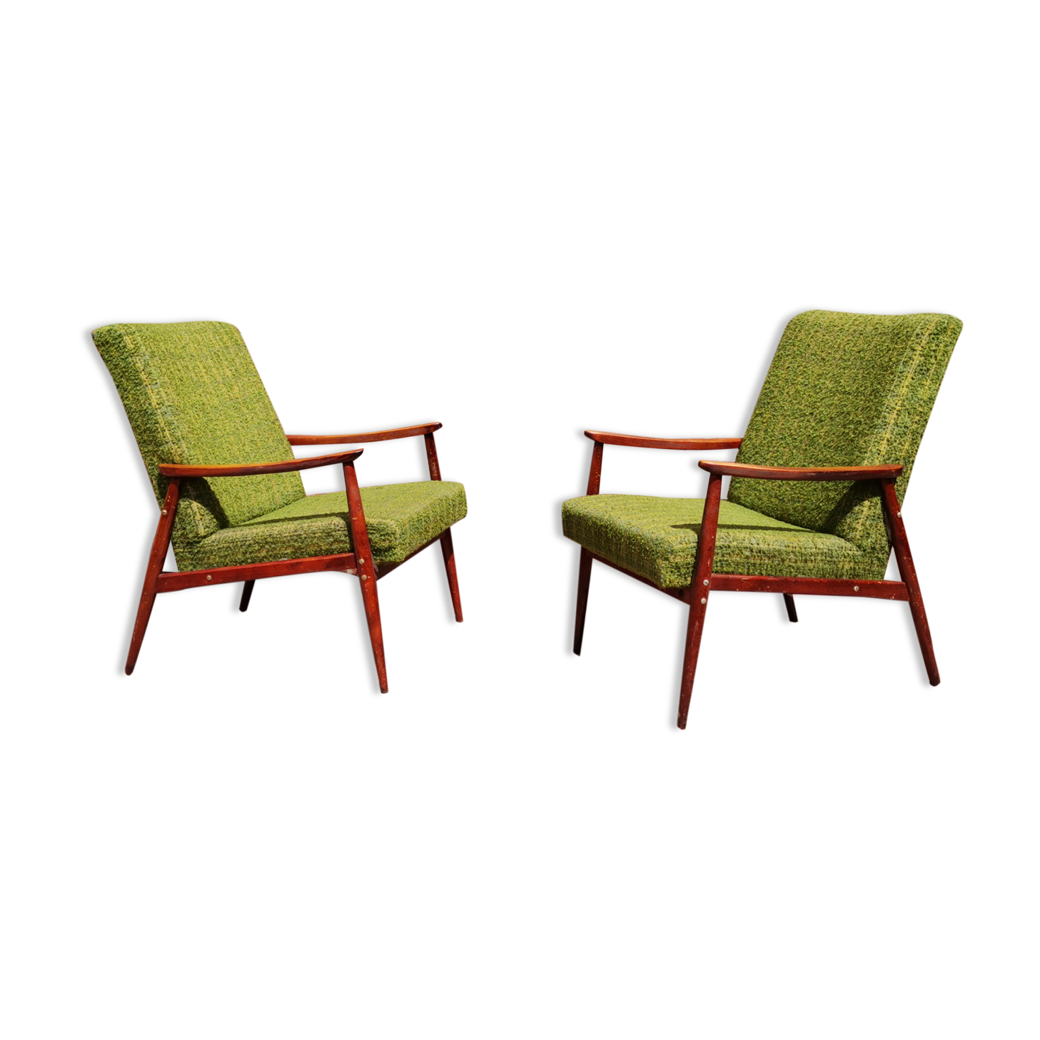 Pair of Czechoslovak armchairs green Jitona 1960