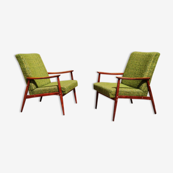Pair of Czechoslovak armchairs green Jitona 1960