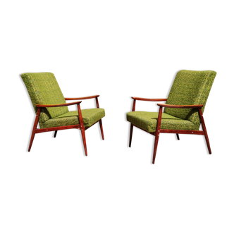 Paire de fauteuils tchécoslovaque vert Jitona 1960