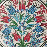 Empty pocket decorated with red and blue flowers