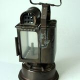 1930s - old carbide lamp, railway signal lamp, made of copper, metal and glass, by A. Butin/Paris