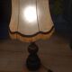 Vintage wooden lamp with fringed shade