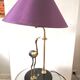 Lampe héron en laiton et tube verre design années 70