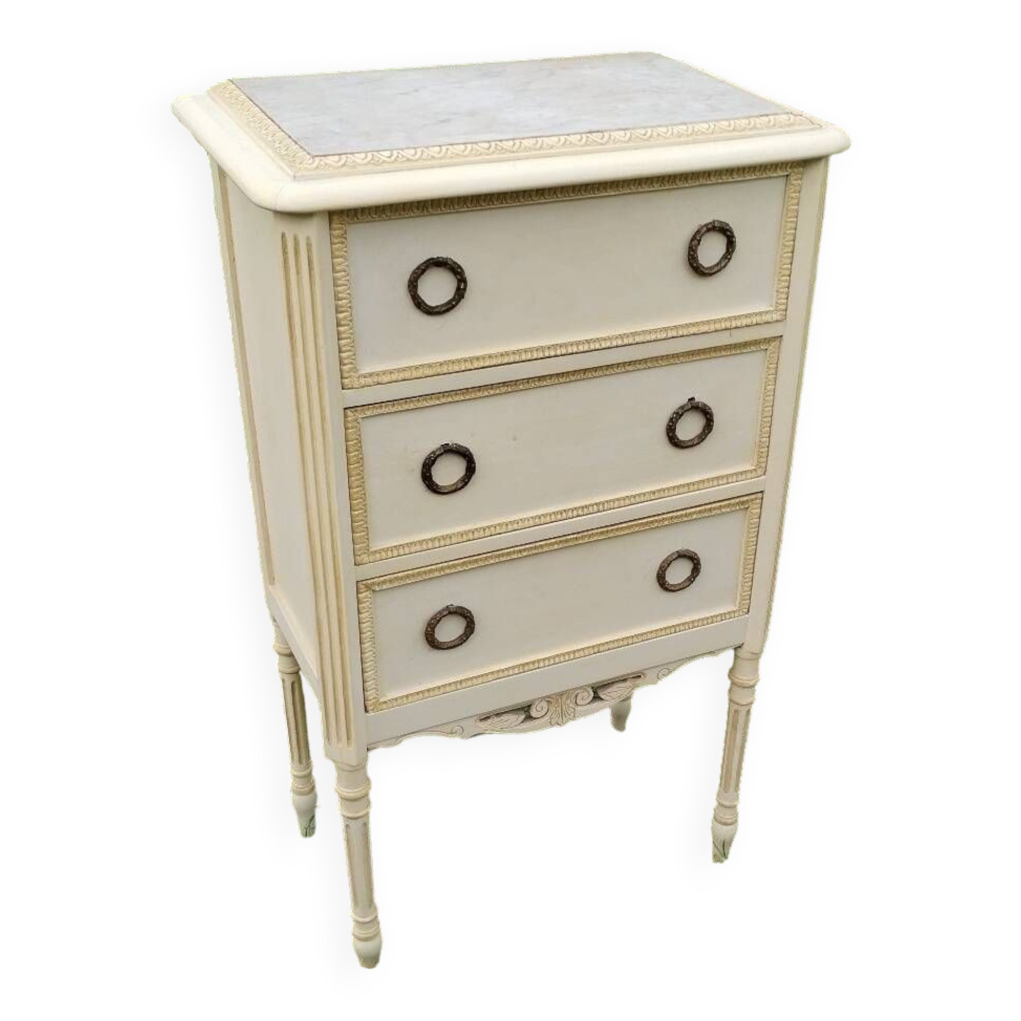 Antique Louis XVI style chest of drawers with marble top
