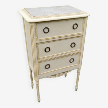 Antique Louis XVI style chest of drawers with marble top