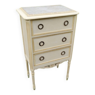 Antique Louis XVI style chest of drawers with marble top