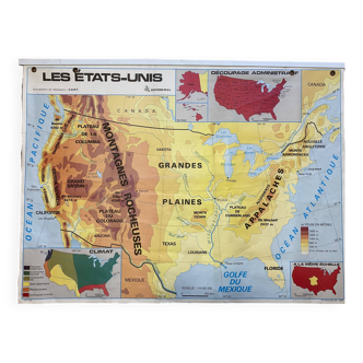 Map "the United States" - ed. 1989 - vintage school