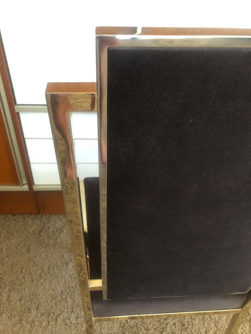 Set of 8 brass and alcantara chairs Romeo Rega 1970