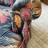Fauteuil accoudoirs Jean Roche fleuri
