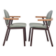 Pair of green armchairs, modernist design, 1970s