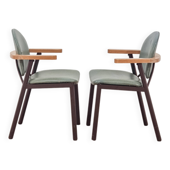Pair of green armchairs, modernist design, 1970s