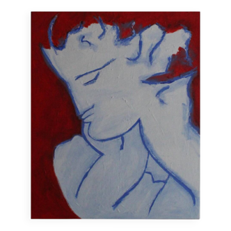 peinture figurative unique "femme aux boucles"